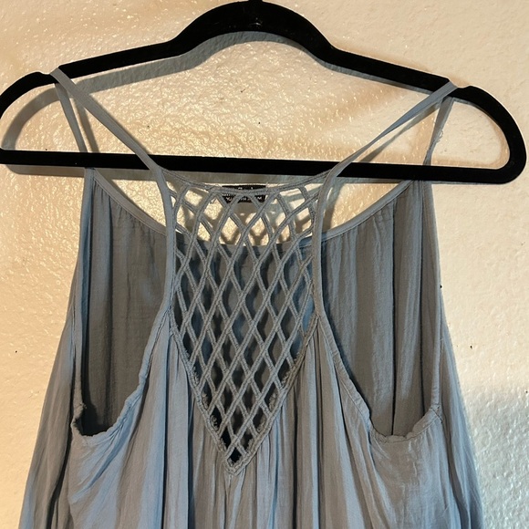 Sandra Fellini Made In Italy Light Blue Sleeveless Top Asymmetrical Lagenlook - Picture 4 of 13